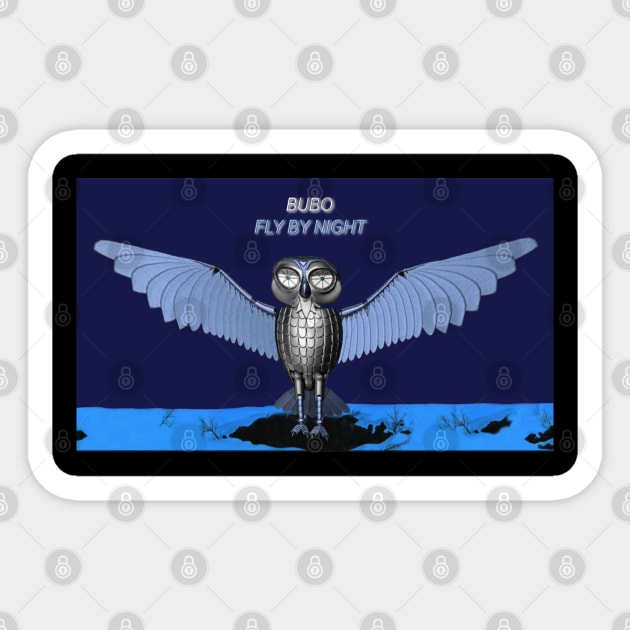 Bubo - Fly By Night Sticker by RetroZest